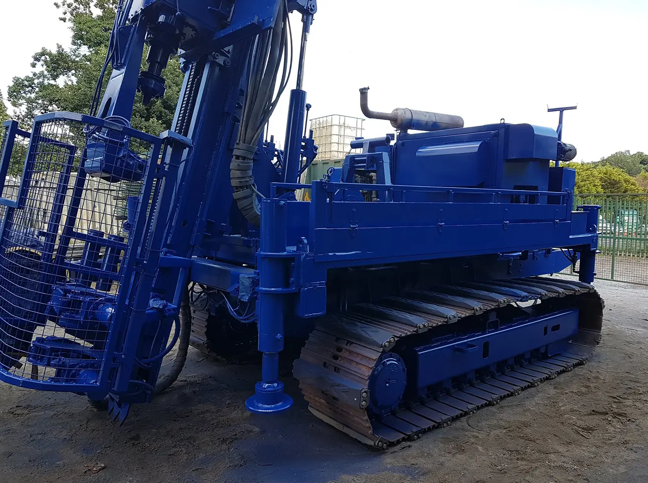 Tracked drilling rig after blasting and painting by MD Shotblasting